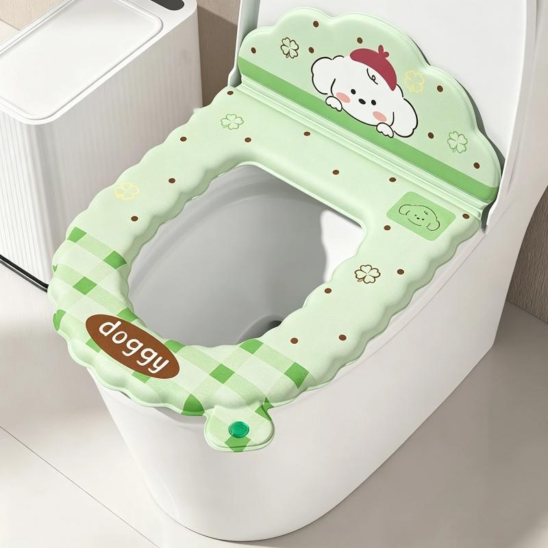 Cartoon Toilet Seat Protector With Backrest Non-Slip Waterproof Toilet Seat Cover Soft Reusable Toilet Seat Cushion Bathroom