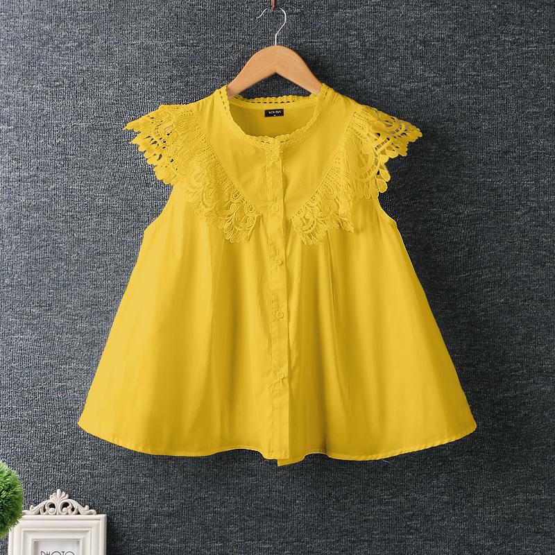 

VONDA Женские летние кружевные жилеты без рукавов с V-образным вырезом, однотонные XL жёлтый