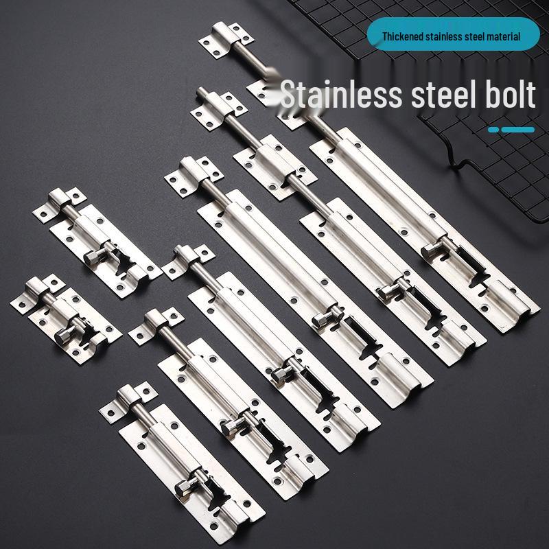 Thickened Stainless Steel Anti-Theft Door & Window Latch: Square Bolt for Cabinets & Doors, Surface-Mounted, Chinese Style