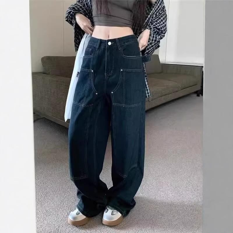 High Waist Women's Loose Straight Jeans - Slim, Wide Leg, 2024 Style for Spring, Autumn, Winter