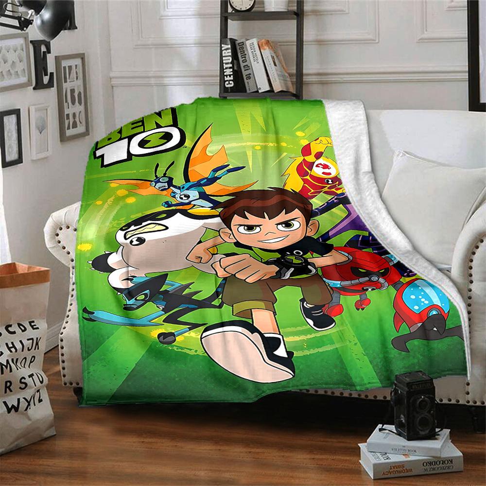 1pc Ben10 Aliens Flannel Blanket, Soft Skin Friendly with Digital Printing, Various Sizes Available for Family, Friends, Birthday