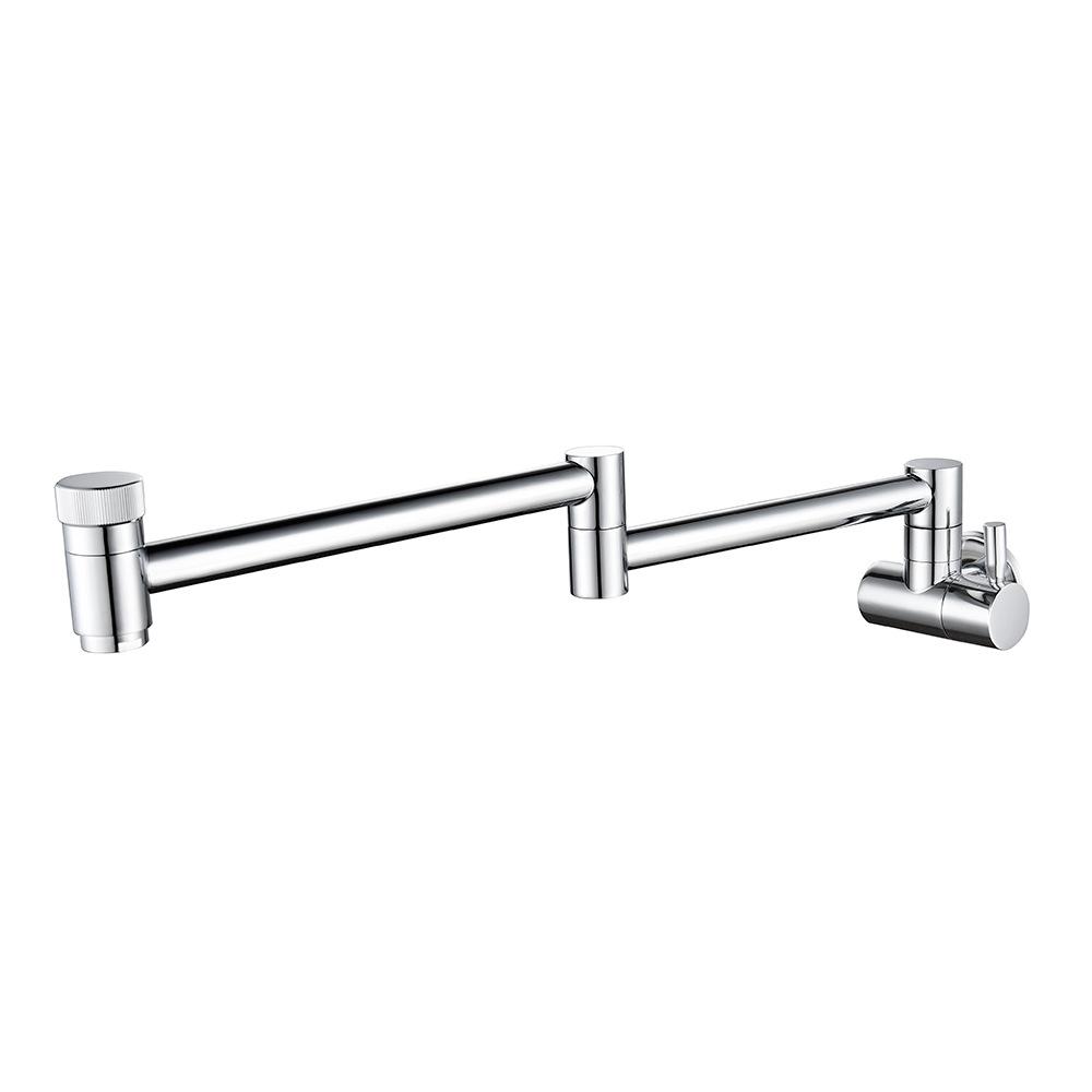 Brass Kitchen Wall Mounted Sink Faucet Rotary Folding Single Cold Faucet Single Hole Single Handle Vegetable Basin Tap