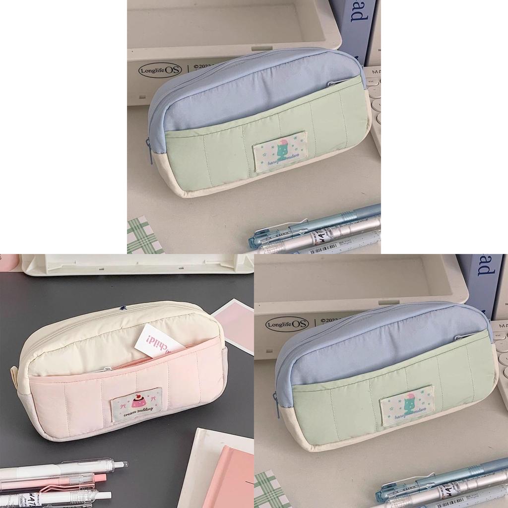 Minimalist Pudding Color Pencil Case With Large Capacity For Students And Girls