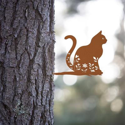 Metalowa sylwetka kota, ozdoba ogrodu, sztuka ogrodu, metalowy kontur kota, ozdoba zewnętrzna, metalowa sylwetka kota, ozdoba ogrodu, sztuka