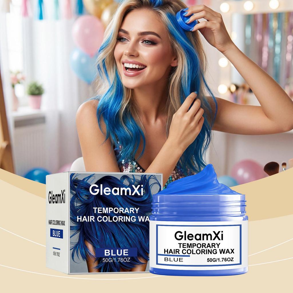GleamXi Blue Temporary Hair Dye - Natural, Smooth, Even Coverage, Shiny, Vibrant Color