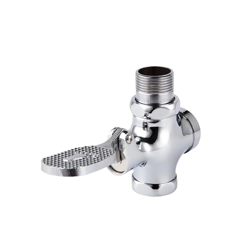 Brass Foot Pedal Toilet Flush Valve Eco-Friendly Water Saving Self-Closing Hotel Large Urinal Squatting Wall-Mounted Flush