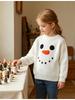 Hand-Embroidered Snowman Knit Sweater - Christmas Cotton, Long Sleeve for Baby Boy/Girl