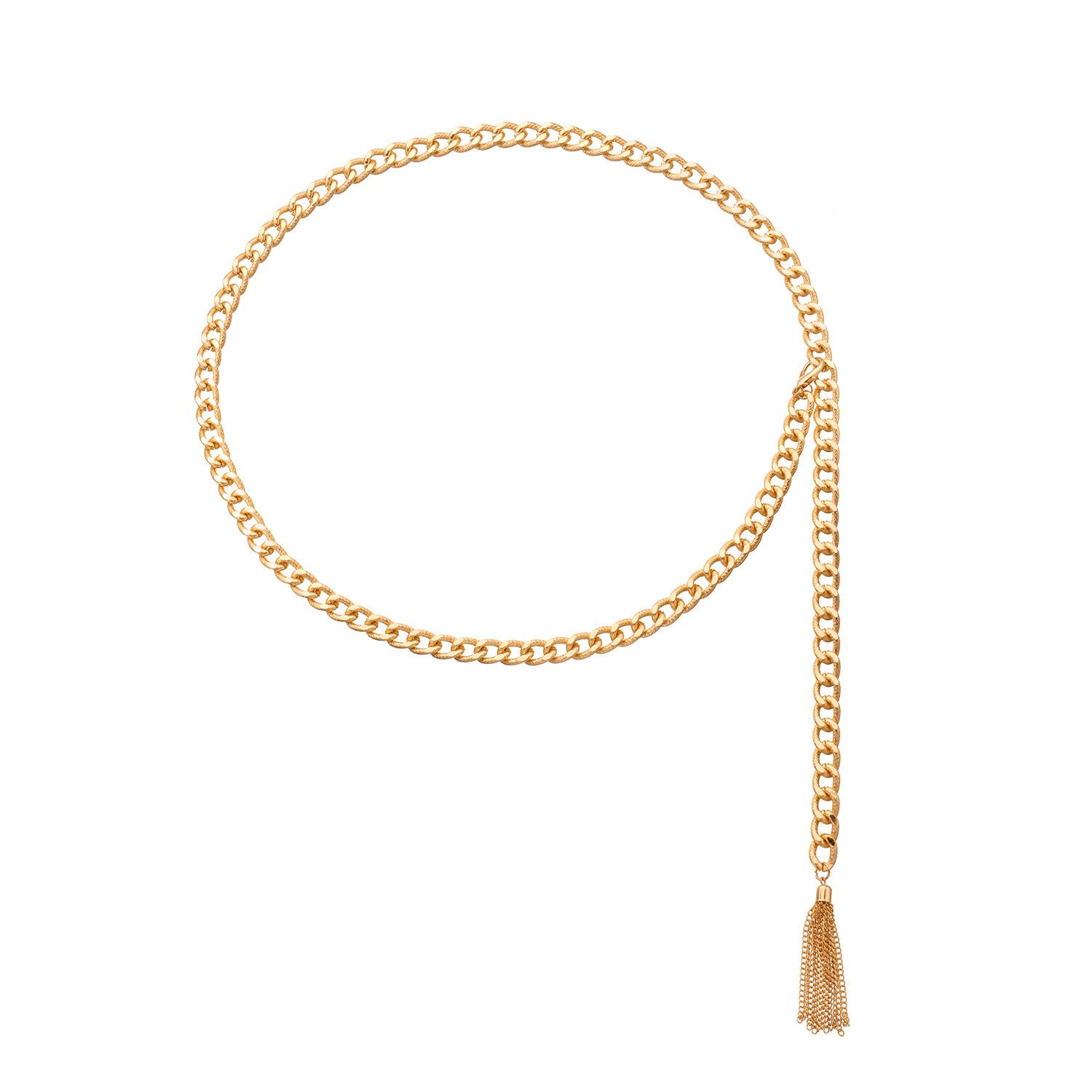 Vintage exaggerated fringed geometric body chain female, thick metal chain sexy waist chain