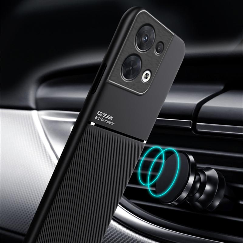 Für Hülle Oppo Reno 8 Hülle PU Weichleder Magnetische Autohalterungsplatte Handyhülle Für Oppo Reno 8 Pro Reno8 Pro+ Plus 5G Rückseite