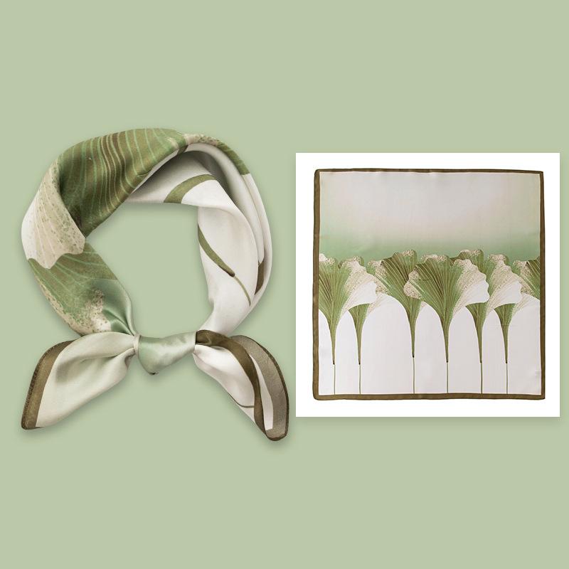 53Cm spring and summer new temperament women's 100% mulberry silk printed silk scarf fashion versatile high-end scarf shawl