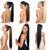 MISS WIG Women Synthetic Long Straight Ponytail Extensions Heat Resistant Hair 22 and 34 Inch Wrap Around Pony Hairpiece for Women