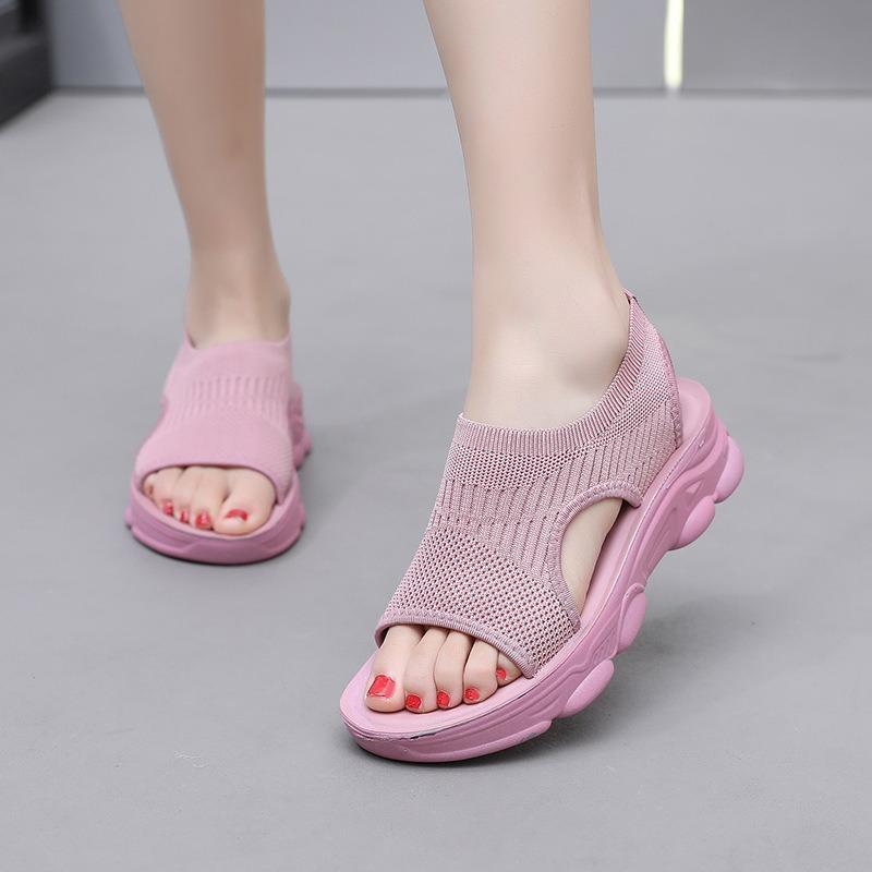 Shoes Women's Soft-soled Sandals Summer New Casual Sports Flat-soled Thick-soled Cloth-covered Thick-soled Lazy Shoes Women's Sandals