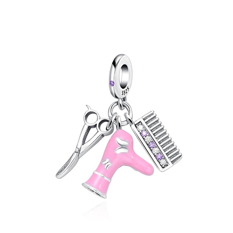 Fit Original Charms Bracelet 925 Silver Plated Pendant Pink Series Heart Flower Spring Butterfly Bead Women DIY Jewelry Making