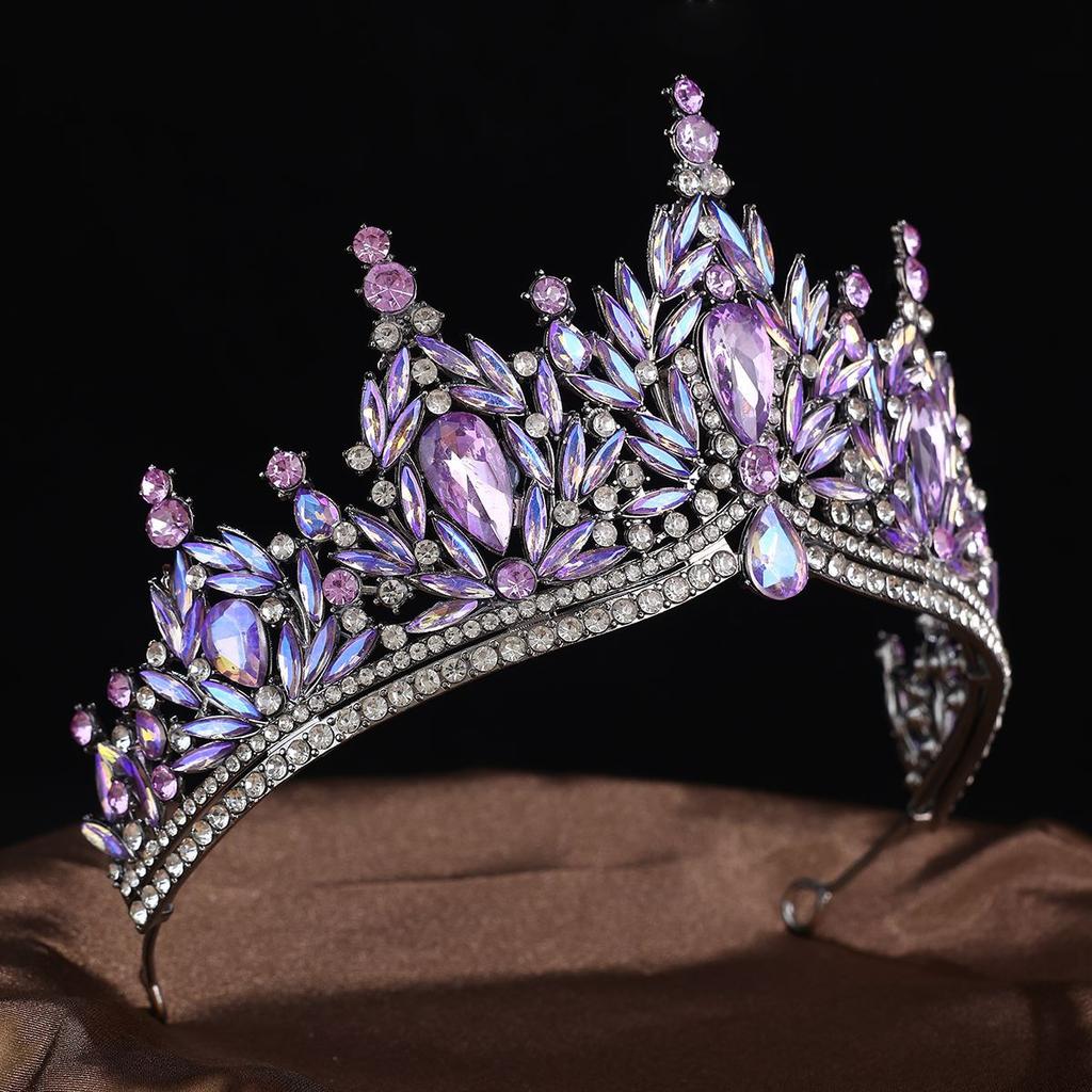 European Luxury Symphony Purple Crown Headgear Wedding Party Banquet Dress Rhinestone Crown Styling Setting Hair Accessories 2026