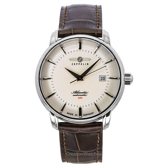 ZEPPELIN Atlantic Leather Strap Full Luminous Beige Dial Automatic 84605 Men's Watch