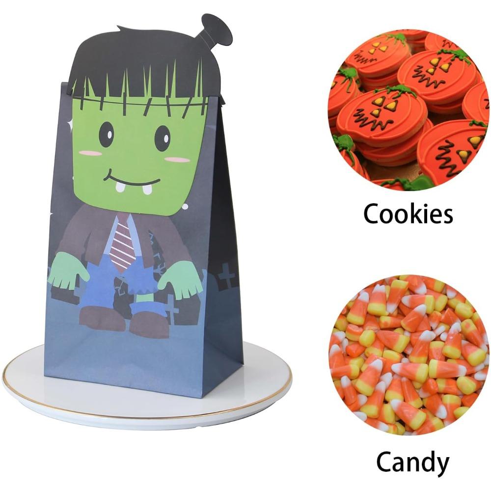 24pcs Halloween Treat Bags Party Tote Bag Packs Trick or Treat Goody Bags with Stickers Gift Bag Halloween Gift Bags Party Favor Bags Gift Wrap Bags