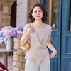 Mother's Summer Fashion: Stylish Solid-Color Age-Reducing Two-Piece Set with Wide-Leg Pants