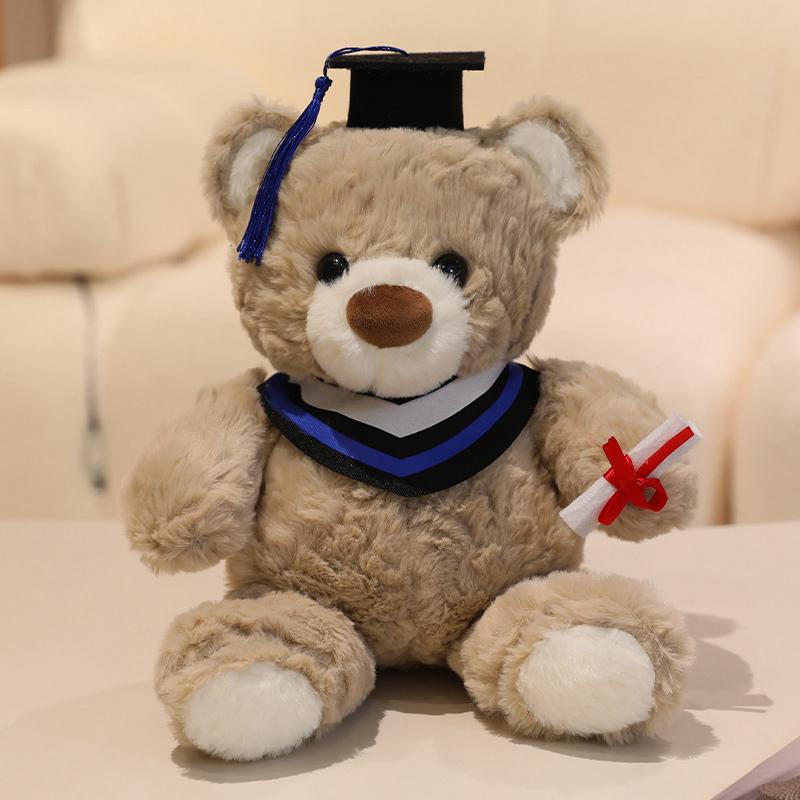 25cm Kawaii Graduation Dr.Bear Plush Toy Cute Christmas Hat Teddy Bear Soft Doll Boys Girls Kids Students Graduation Lovely Gift