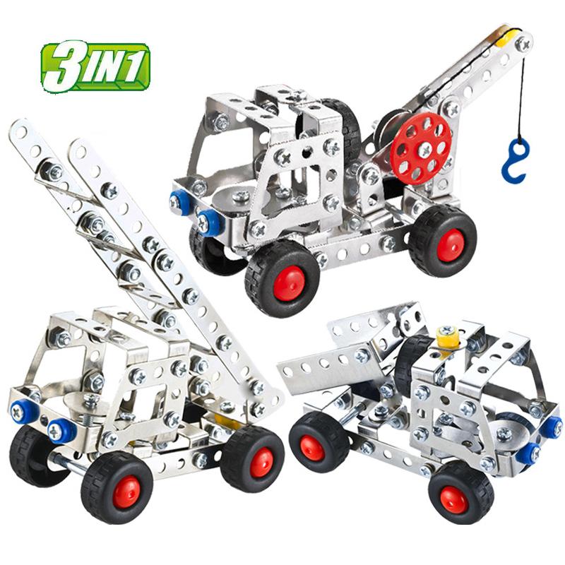 Metal Assembly Engineering Vehicle Simulation Screw Nut DIY Alloy Building Block Car Model Children's Education Toys For Boys
