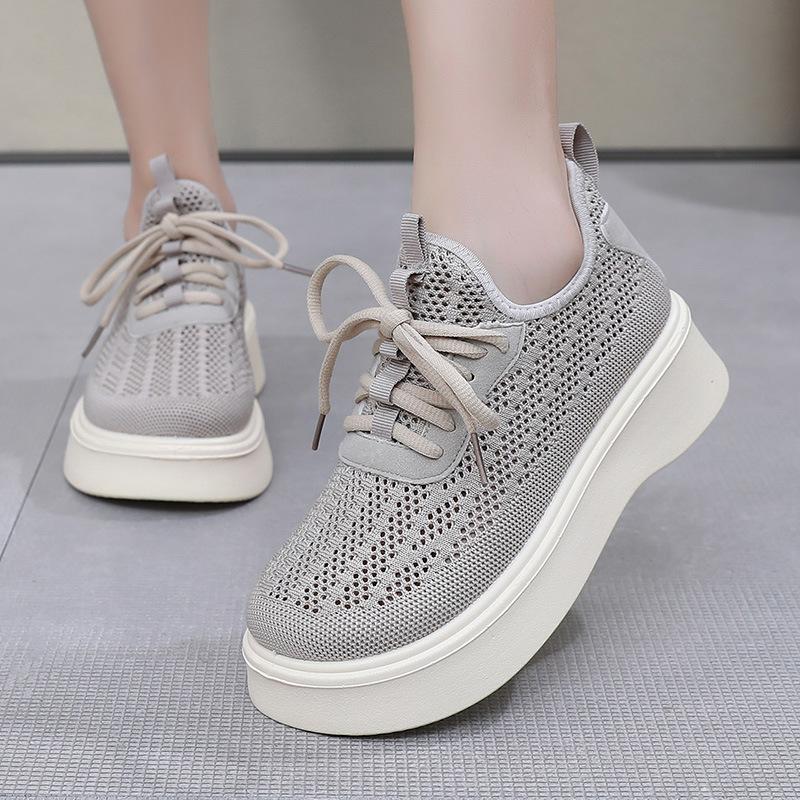Mom Shoes Soft Sole Mesh Women's Cloth Shoes Breathable Hollow Old Beijing Women's Shoes Lace Up New Summer Non-slip Casual Shoes