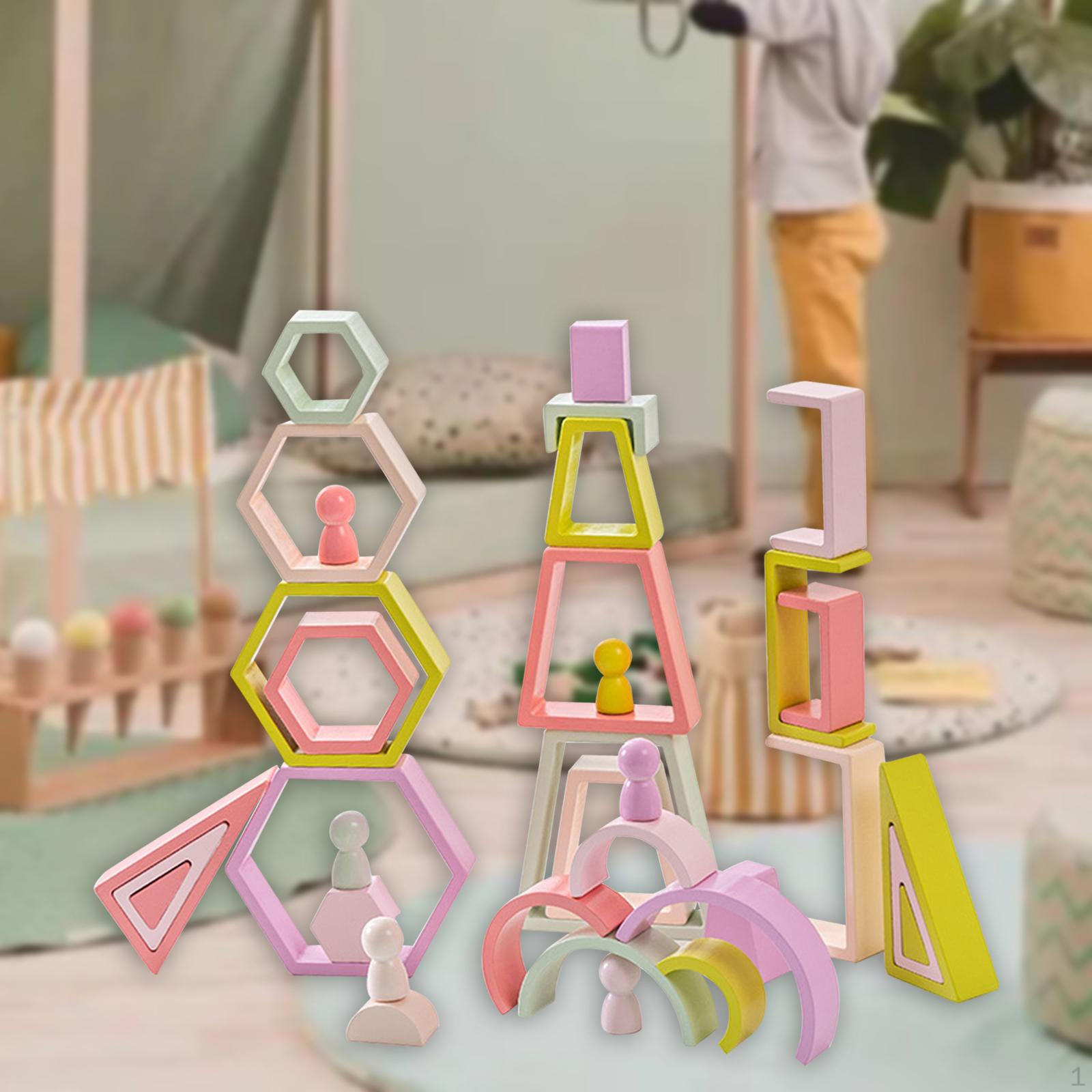 Набор разноцветных деревянных строительных блоков для раннего обучения и увлекательной игры со строительными блоками Macaron
