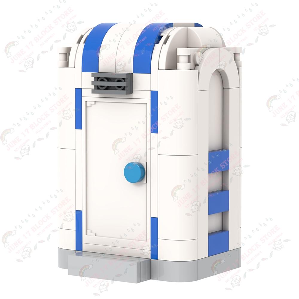 MOOI Stadt Öffentliche Einrichtungen Mobile Toiletten Telefonzellen Mülleimer Schaukelstühle Modellbausteine Montessori-Spielzeug MOC-Bausteine