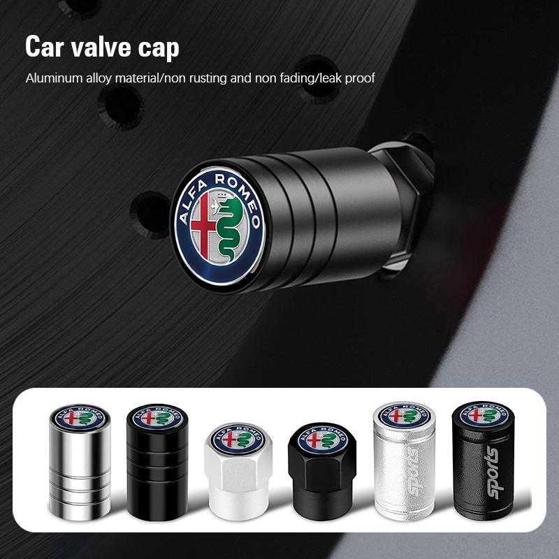 Αυτοκόλλητα Αυτοκινήτου Για Alfa Romeo Κράμα Αλουμινίου 4τμχ Καπάκια Βαλβίδας Ελαστικών Αυτοκινήτου Για Alfa Romeo Giulia Stelvio Giulietta 156 159 147 Mito Ton