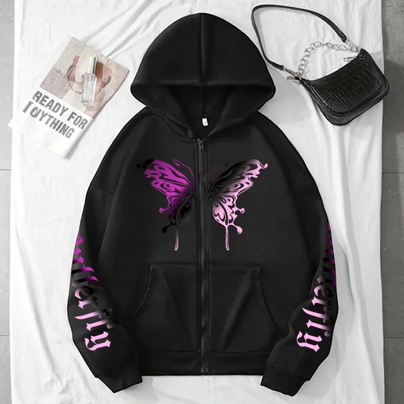Women's Zipper Hoodie 3 Styles Pattern Printed Sweatshirts All Season Female Urban Casual Fashion Y2K Coats Streetwear Jackets