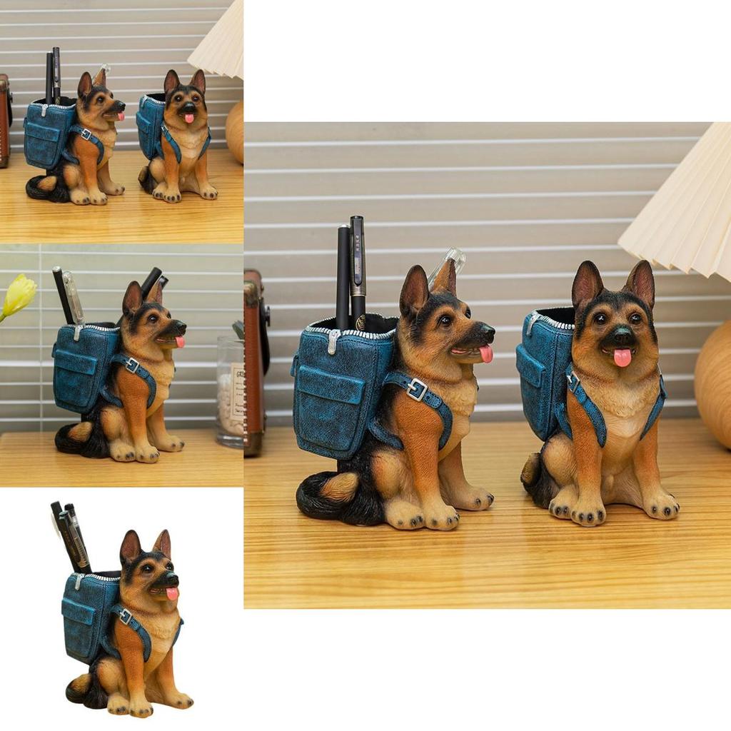 Kreativ Söt Border Collie Pennställ Kontorsbord Snygg Harts Pappersvaruorganisatör