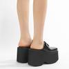 Wedges mules shoes Women high heel pumps Fashion slipper sandals platform casual outdoor comfortable Square toe Summer shoes