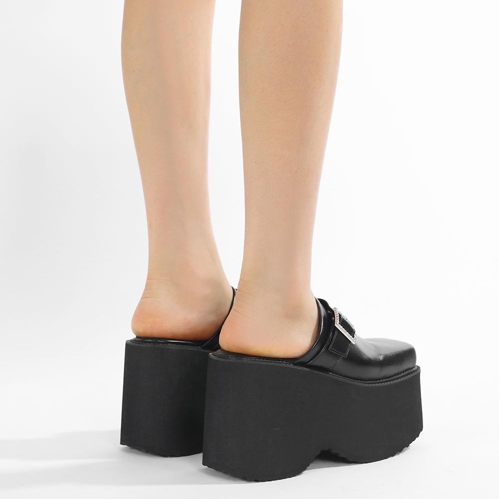 Wedges mules shoes Women high heel pumps Fashion slipper sandals platform casual outdoor comfortable Square toe Summer shoes