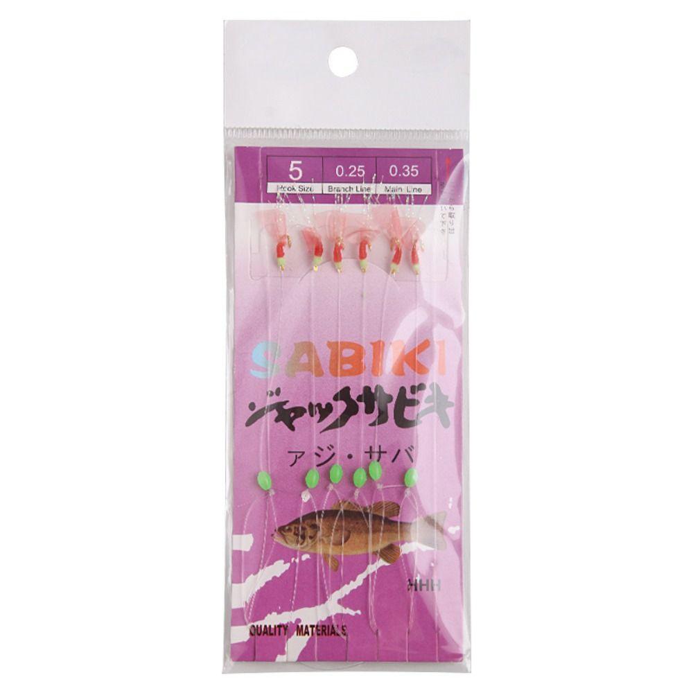 6Pcs/Set Tied Hooks Sabiki Rigs Carbon Steels Sabiki Lure Fishing String Hooks  Carp Fishing