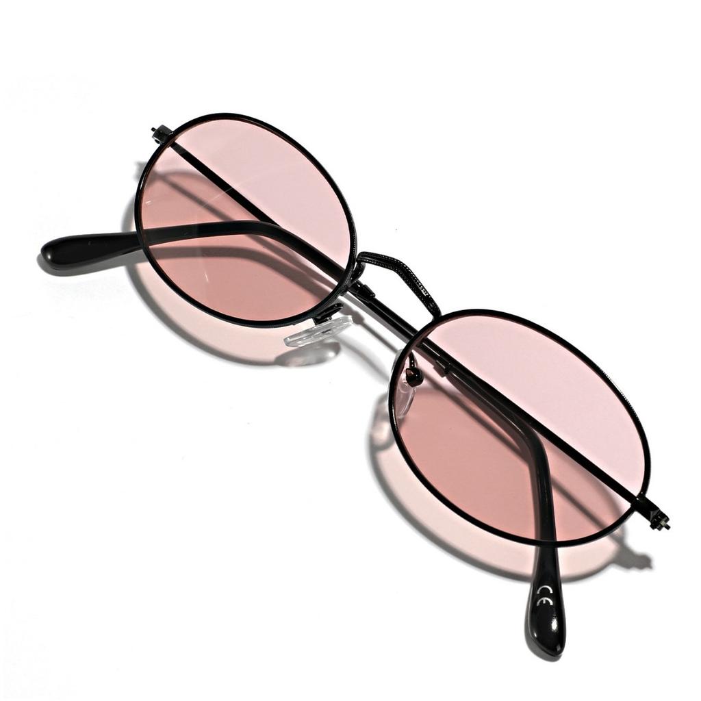 Metal Glasses Autumn And Winter Color Oval Round Frame Sunglasses Women'S Retro Ins Sunglasses Men