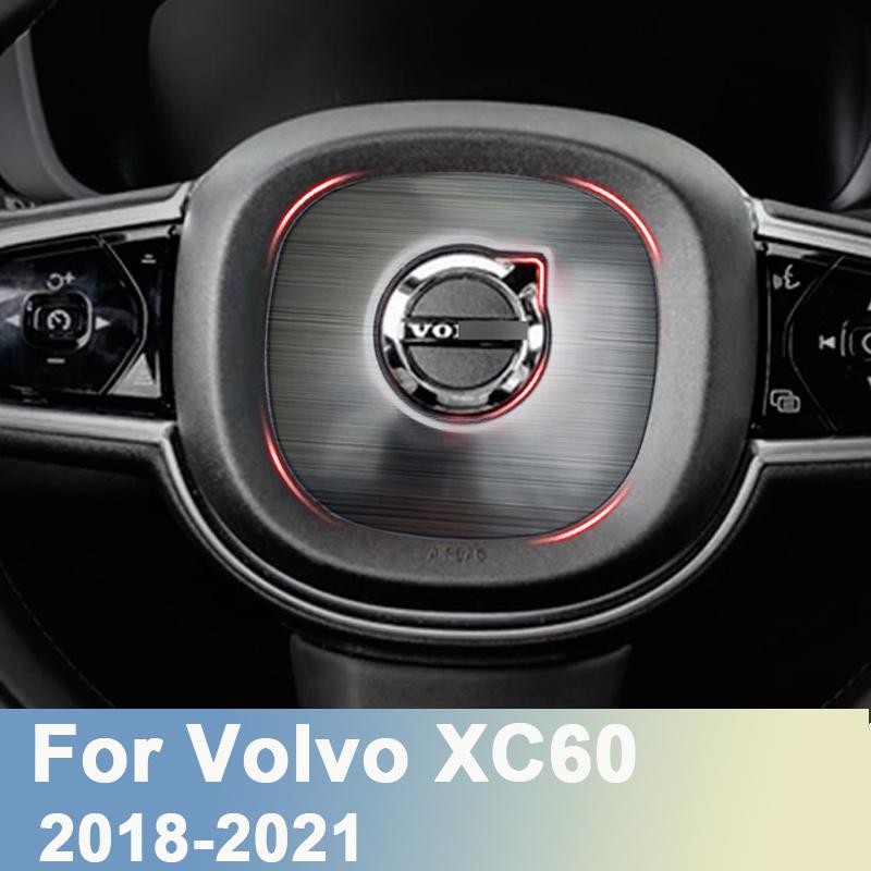 Stainless Steel Car Styling Steering Wheel Logo Emblem Cover Ring Trim Stickers For Volvo XC60 2018    Accessories