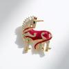 Bocinxin Yun Red Unicorn Horse Rhinestone Brooch - Luxurious Chinese Accessory & Corsage, Perfect Birthday Gift