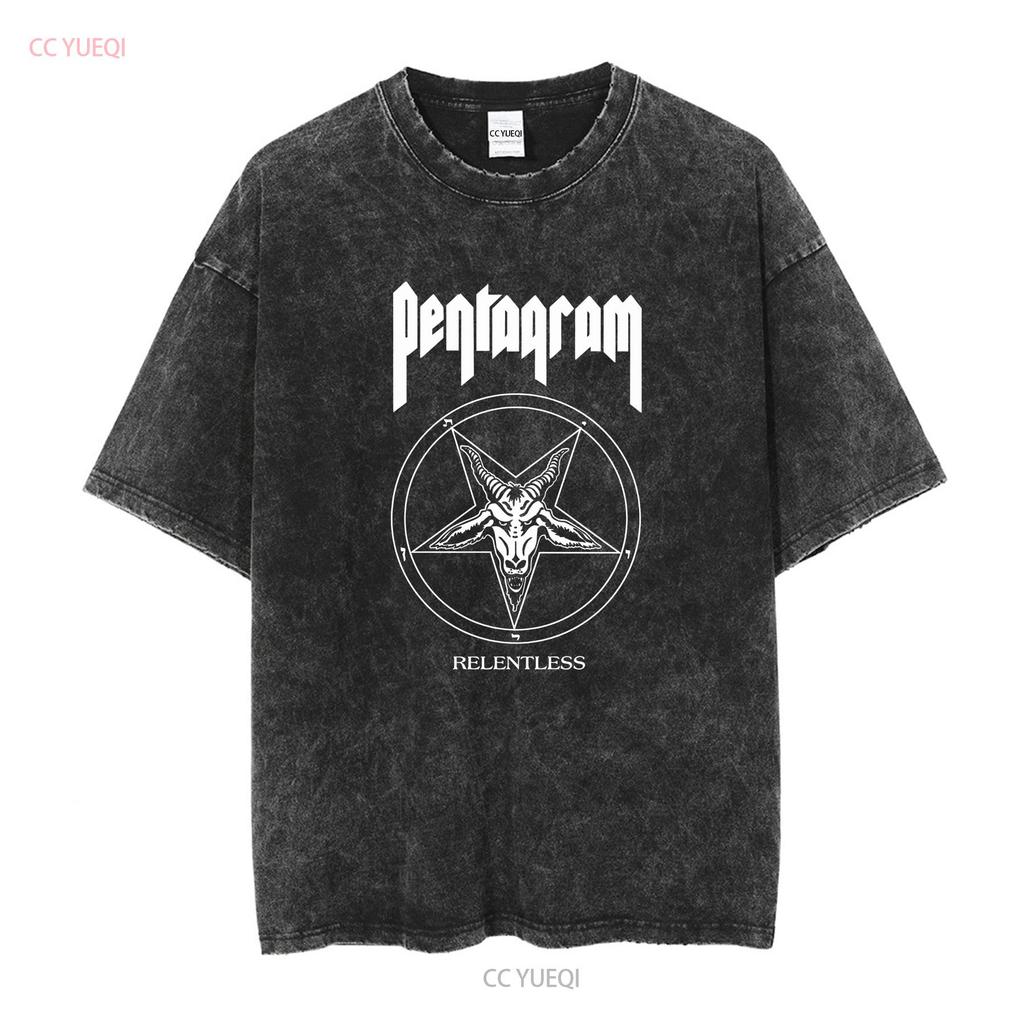 NWT Pentagram Relentless Band Metal Schwarz Herren T-Shirt Größe S 5XL Vintage Gewaschen Grafik Bequem Gestreckt Streetwear