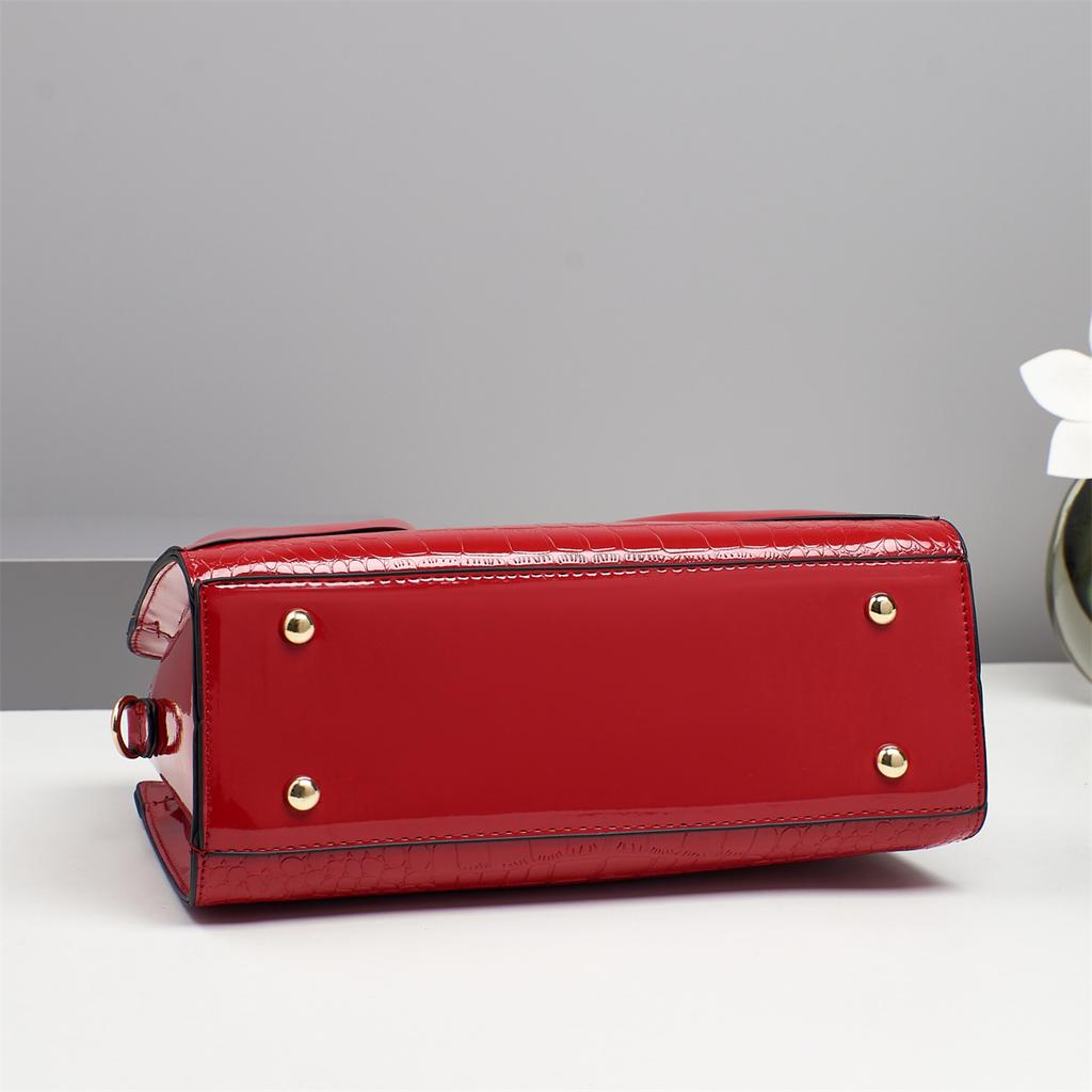 Patent Leather Bow Handbag, Decorated Top Handle Bag, Women's Formal Shoulder Crossbody Purse