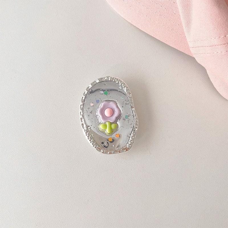 

Flower Sparkling Pink Phone Airbag Bracket Korean Ins Style Adhesive Scalable Tulip Women s Watching Support