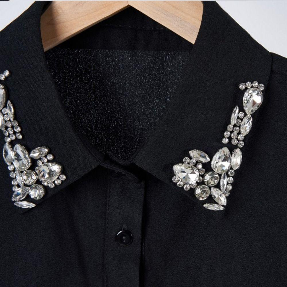 Lace Fake Collar Rhinestones Shirt Collar Versatile Accessory Detachable Collar Party Wear