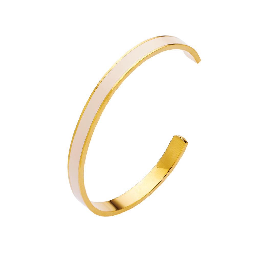 Elegant Enamel Drip Color Stainless Steel Open C-Shaped Women s Bracelet