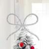 Metal Christmas Tree Topper Bow 7.9x9.8 Inch Xmas Holiday Ornaments Christmas Tree Top Decorations For Church Home Party
