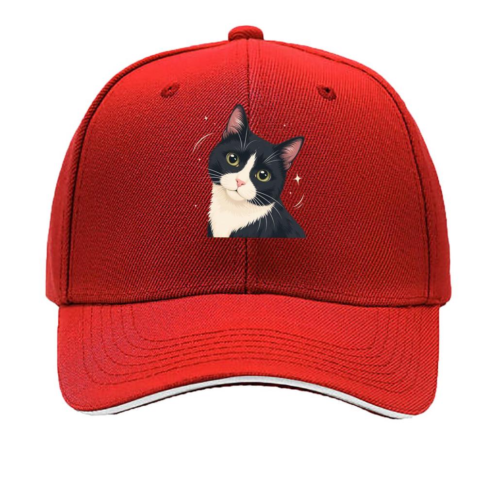 Wide Eyed Tuxedo Cat Portrait Sandwich Baseball Cap Sun Cap Outdoor Workouts Hat