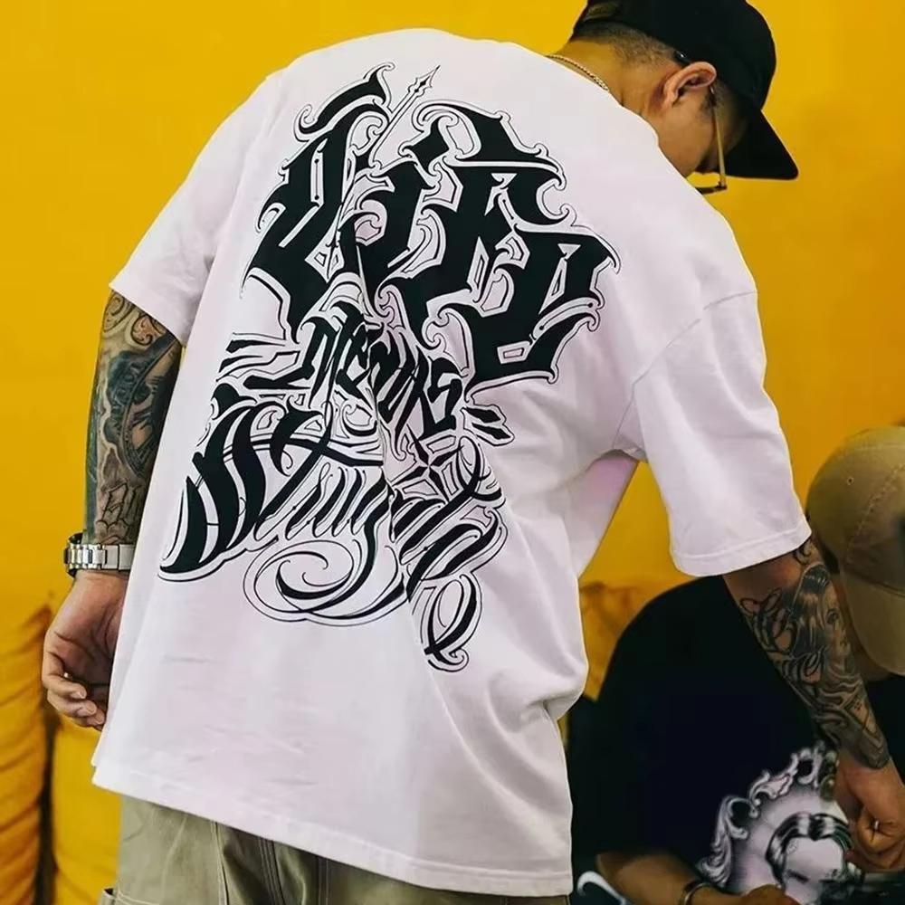 West Coast T-shirt Double-headed Swallow Los Angeles Street Rock Loose Hip-hop Round Neck Casual Short-sleeved Men's Clothing