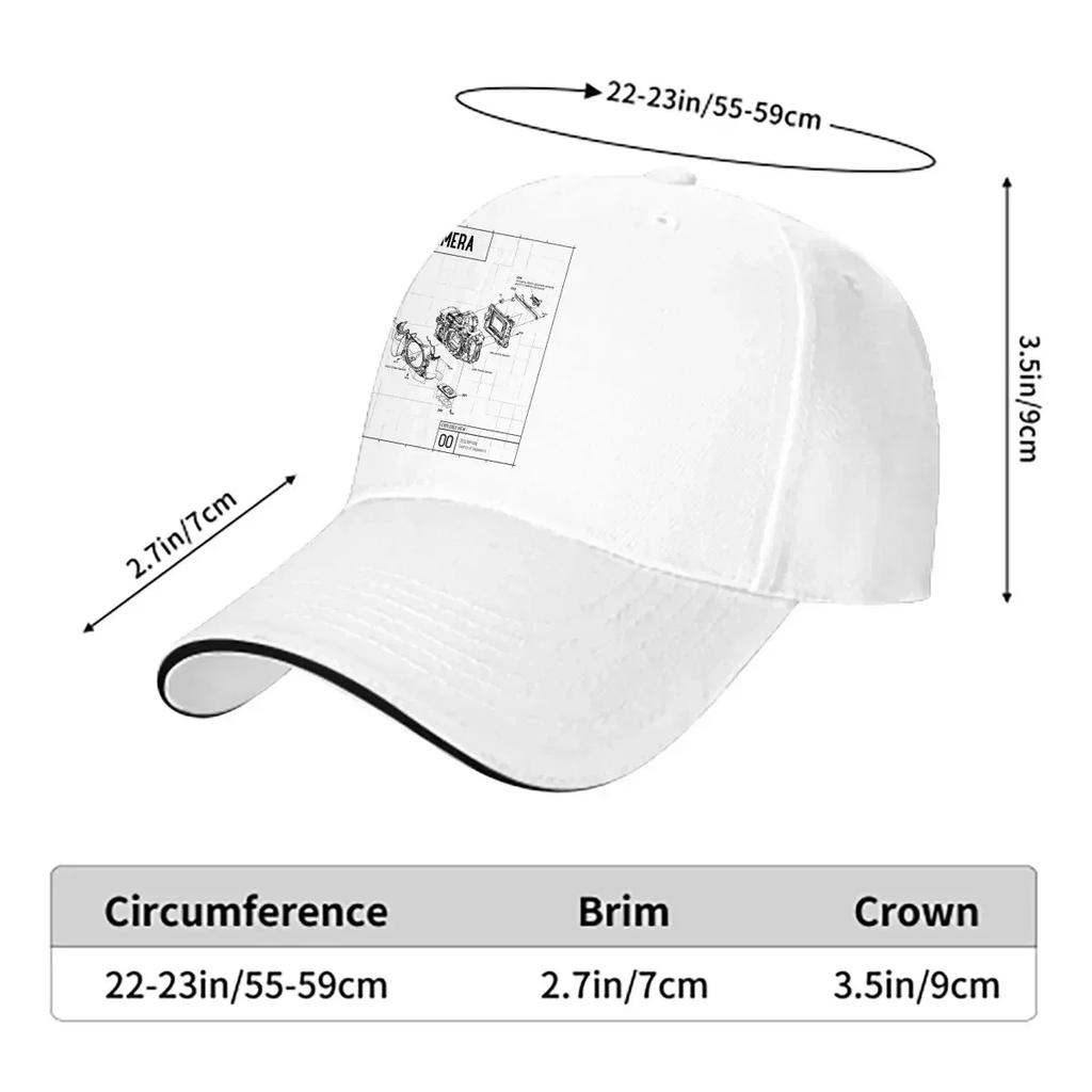 Exploded View Baseball Caps Peaked Cap Photographer Camera Patent Sun Shade Hats for Men Women
