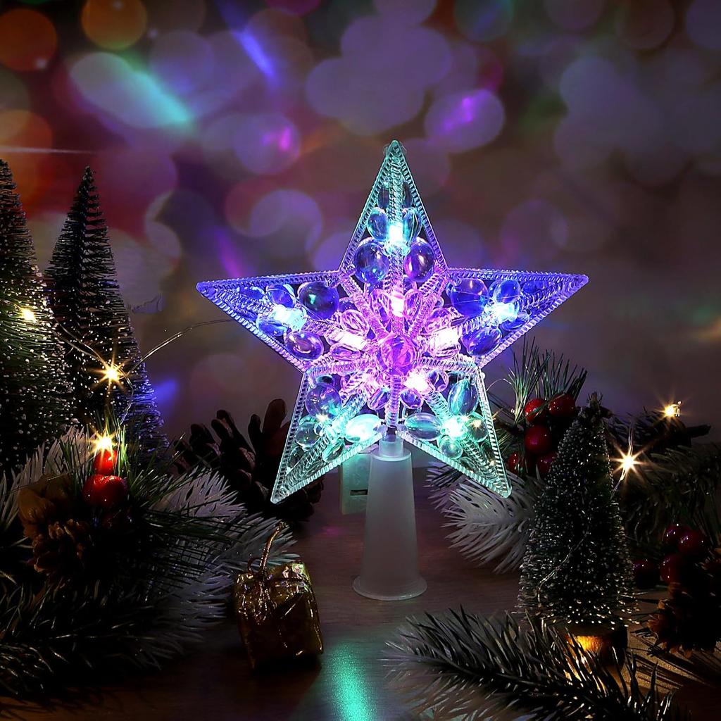 Christmas Tree Topper Star 7 in Christmas Decor Christmas Tree Decorations 3 Flash Modes Christmas Tree Star for 5-7 FT Christmas Trees Christmas