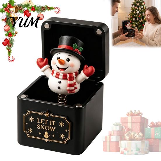 Holiday Desktop Decoration 3D Printed Christmas Pop-Up Magic Box with Spring Action, Xmas Elements/Angel/Star Star of Bethlehem Gift Ornaments,