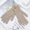 Warm Knitted Fleece-Lined Fingerless Gloves Women Winter Touchscreen Compatible Thick Wool Blend Mittens
