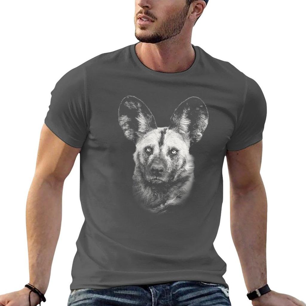 Painted Dog Portait African Wildlife Tshirt Plus Size Street Style Tee
