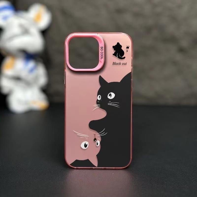 Art black cat is suitable for Apple 16plus mobile phone case 16promax creative 14 new 13pro hard case 12