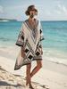 2026 summer European and American new loose printing V-neck women's casual vacation dress